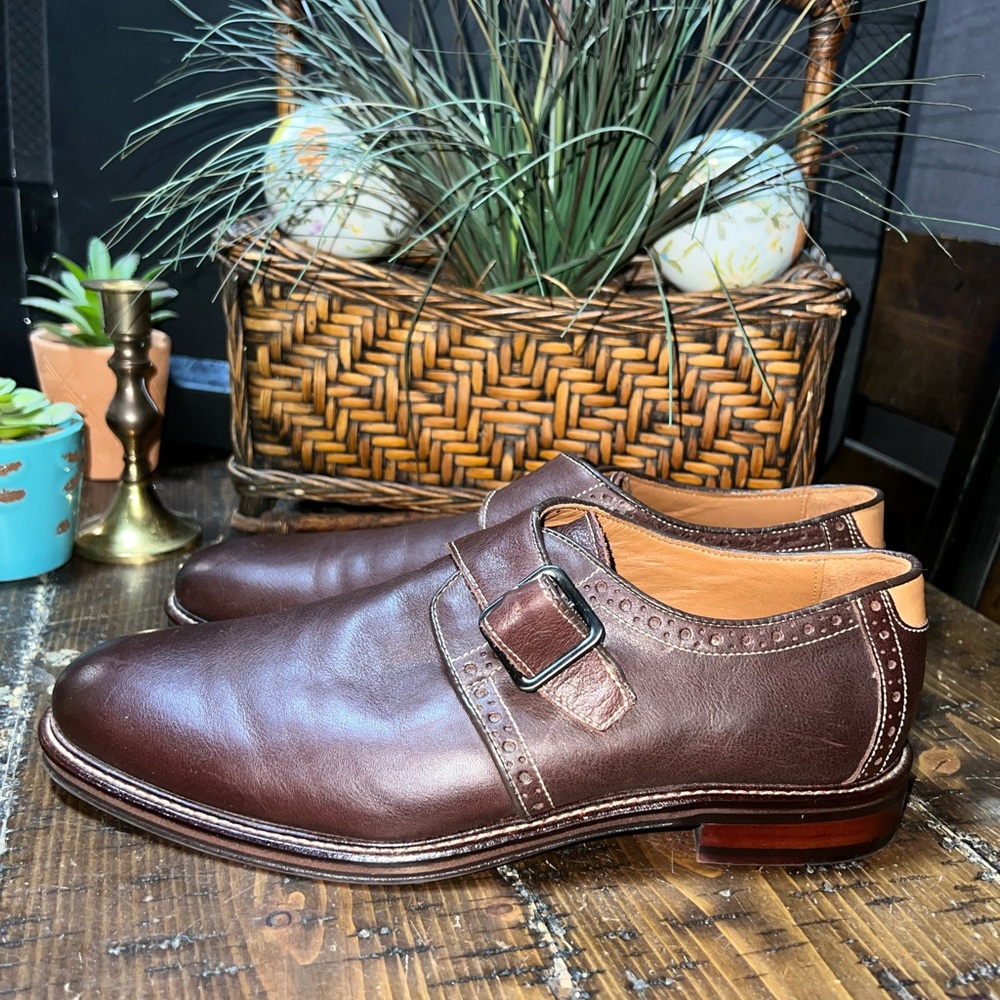 Johnston & Murphy Men's Brown Leather Monk Strap Shoes